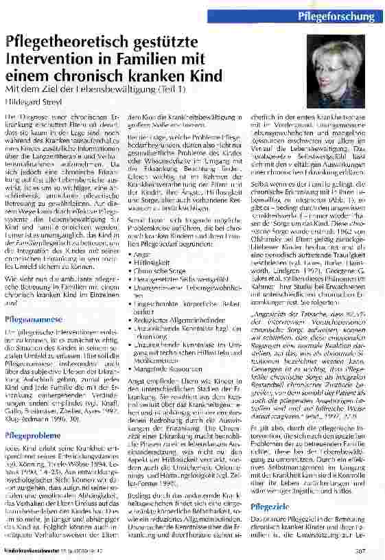 Vorschauseite 1: Pflegetheoretisch gestützte Intervention in Familien mit einem chronisch kranken Kind Mit dem Ziel der Lebensbewältigung (Teil 1)
