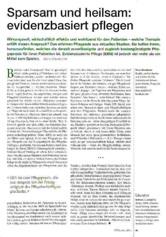 Vorschauseite 1: Sparsam und heilsam: evidenzbasiert pflegen