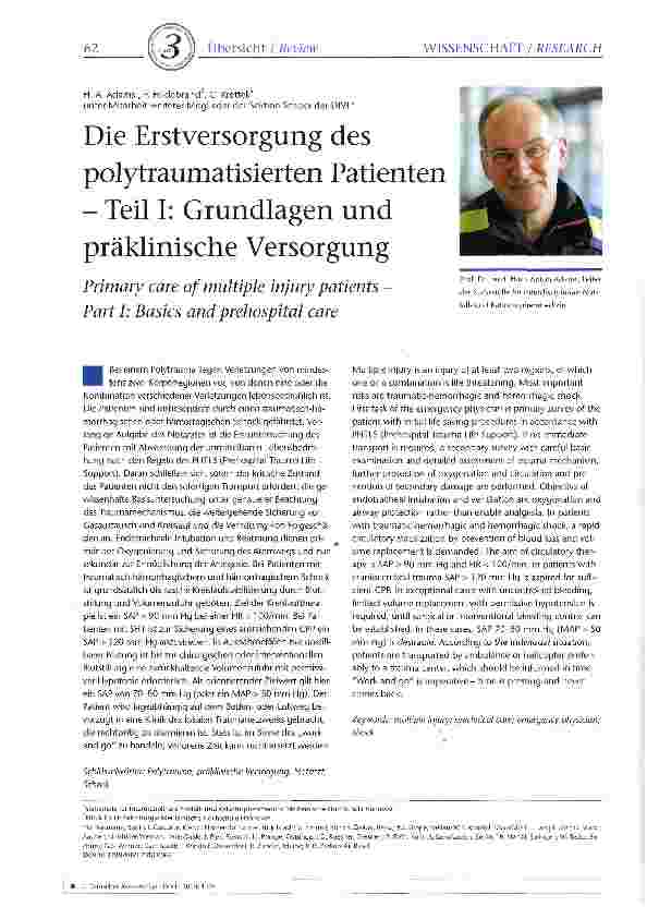 Vorschauseite 1: Die Erstversorgung des polytraumatisierten Patienten - Teil I: Grundlagen und präklinische Versorgung