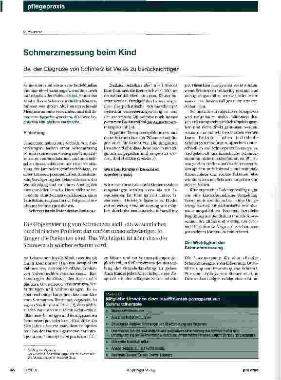 Vorschauseite 1: Schmerzmessung beim Kind