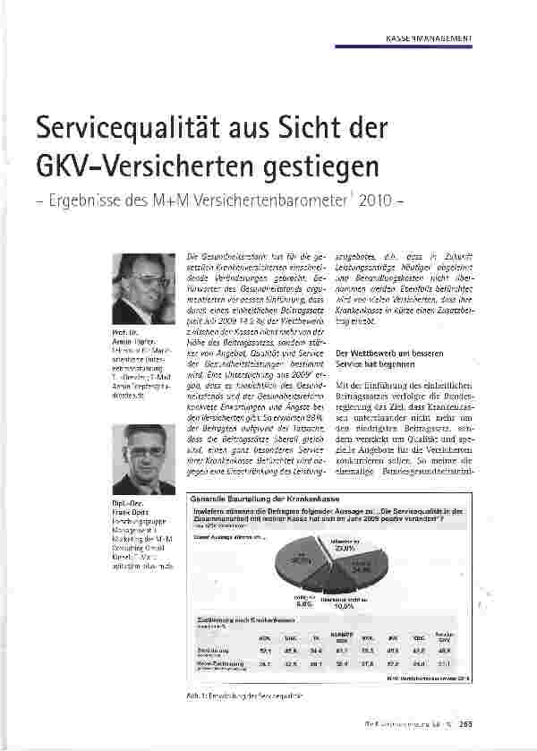 Vorschauseite 1: Servicequalität aus Sicht der GKV-Versicherten gestiegen