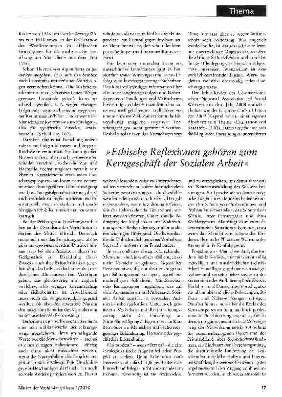 Vorschauseite 2: Forschung braucht EtikSoziale Arbeit muss bei der Gewinnung neuer Erkenntnisse besonders sensibel sein