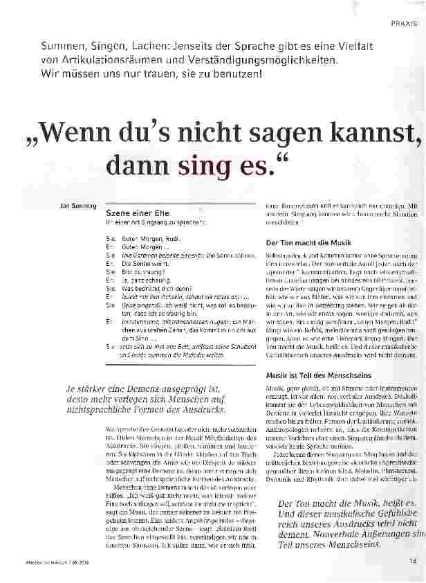 Vorschauseite 1: „Wenn du es nicht sagen kannst, dann sing es.
