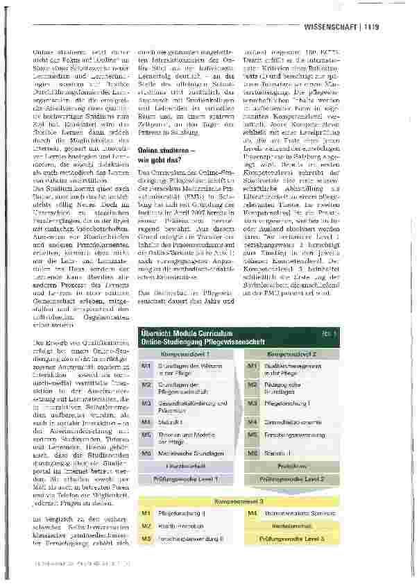 Vorschauseite 2: Pflegewissenschaft online studieren - ein neuer Weg