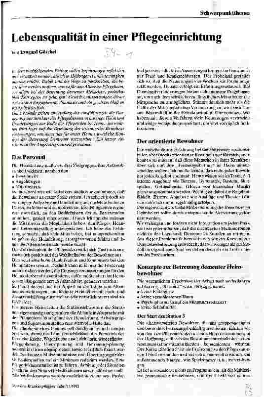 Vorschauseite 1: Lebensqualität in einer Pflegeeinrichtung