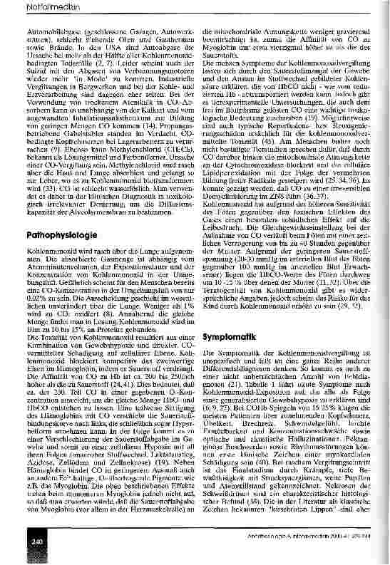Vorschauseite 2: Die Kohlenmonoxidvergiftung in der Notfallmedizin