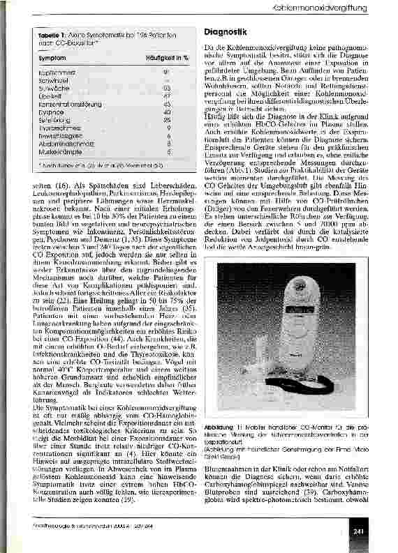 Vorschauseite 3: Die Kohlenmonoxidvergiftung in der Notfallmedizin