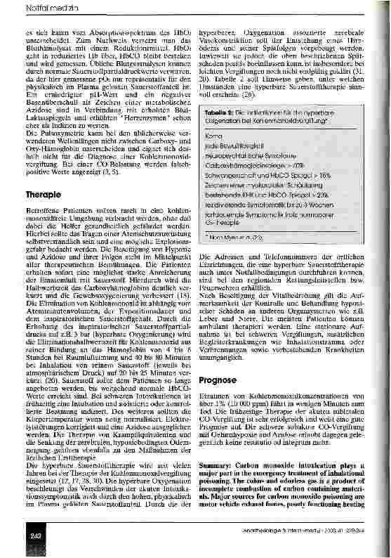 Vorschauseite 4: Die Kohlenmonoxidvergiftung in der Notfallmedizin