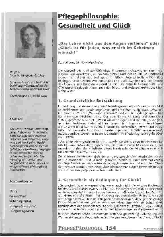 Vorschauseite 1: Pflegephilosophie: Gesundheit und Glück