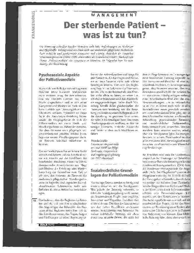 Vorschauseite 1: Der sterbende Patient - was ist zu tun?