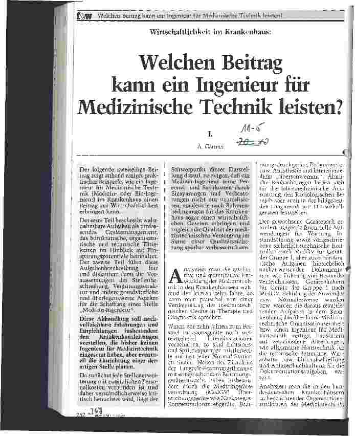 Vorschauseite 1: Welchen Beitrag kann ein Ingenieur für Medizinische Technik leisten?
