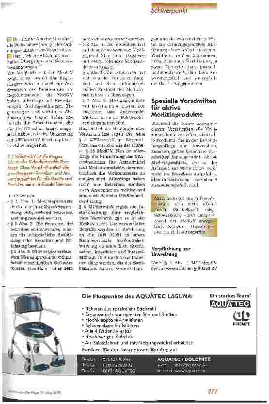 Vorschauseite 2: Pflegerecht: Die neue Medizinprodukte-Betreiberverodnung Ein Vergleich zur Medizingeräteverordnung (MedGV)