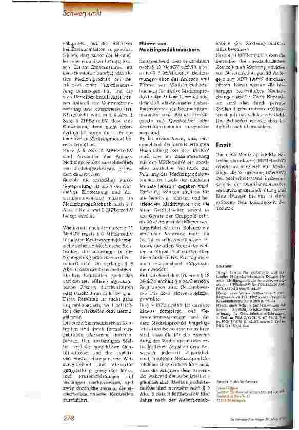 Vorschauseite 3: Pflegerecht: Die neue Medizinprodukte-Betreiberverodnung Ein Vergleich zur Medizingeräteverordnung (MedGV)