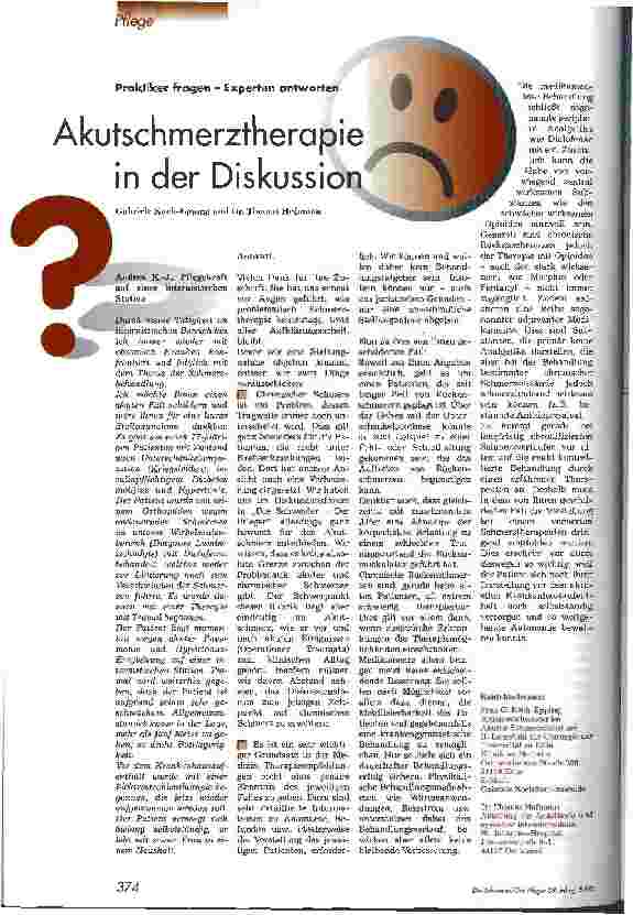 Vorschauseite 1: Akutschmerztherapie in der Diskussion Praktiker fragen - Experten antworten