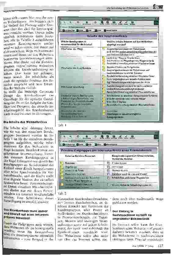 Vorschauseite 2: Die Gestaltung der Webseiten im Internet Viele Krankenhäuser haben noch viel zu lernen