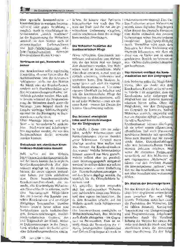 Vorschauseite 3: Die Gestaltung der Webseiten im Internet Viele Krankenhäuser haben noch viel zu lernen