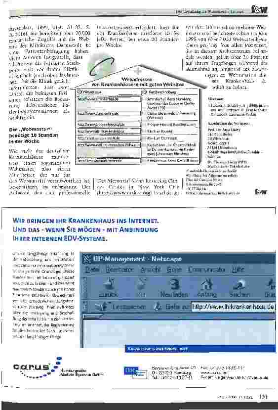 Vorschauseite 5: Die Gestaltung der Webseiten im Internet Viele Krankenhäuser haben noch viel zu lernen