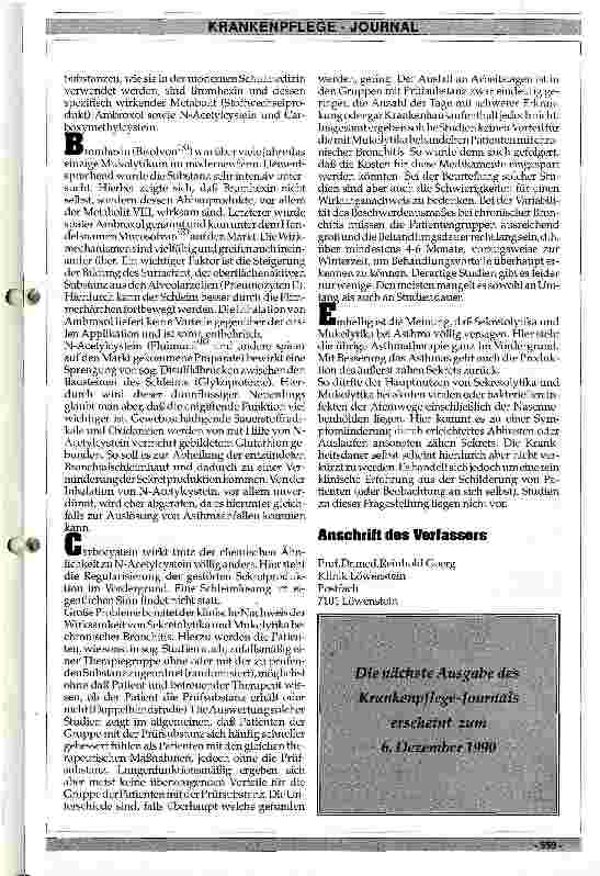 Vorschauseite 3: Welche Bedeutung kommt den Sekretolytika und Mukolytika zu?
