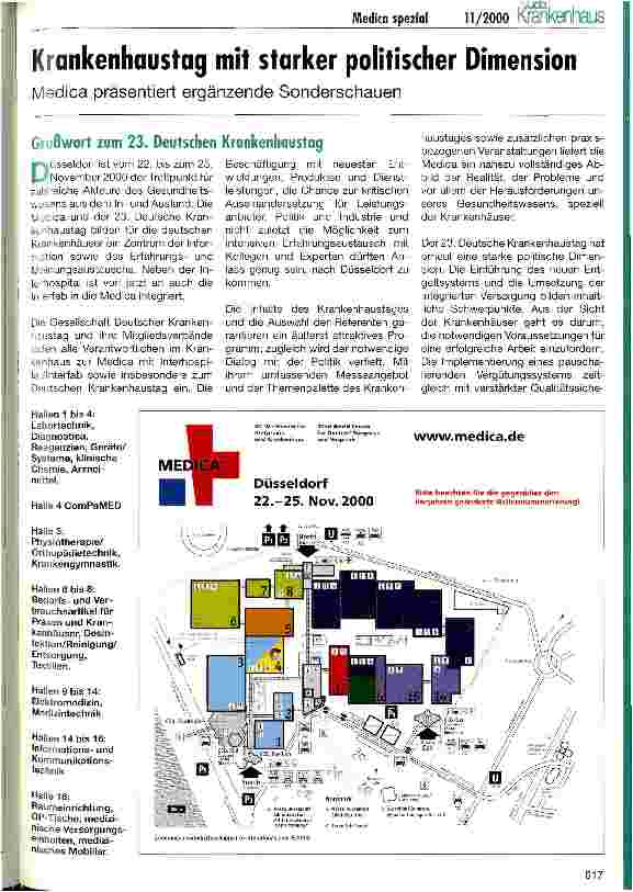 Vorschauseite 1: Krankenhaustag mit starker politischer Dimension Medica präsentiert ergänzende Sonderschauen