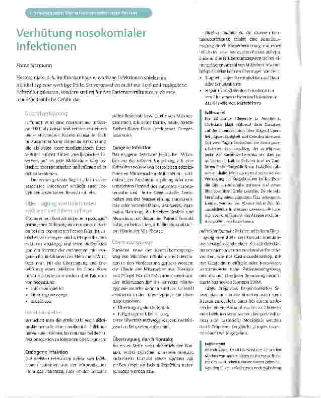 Vorschauseite 1: Verhütung nosokomialer Infektionen