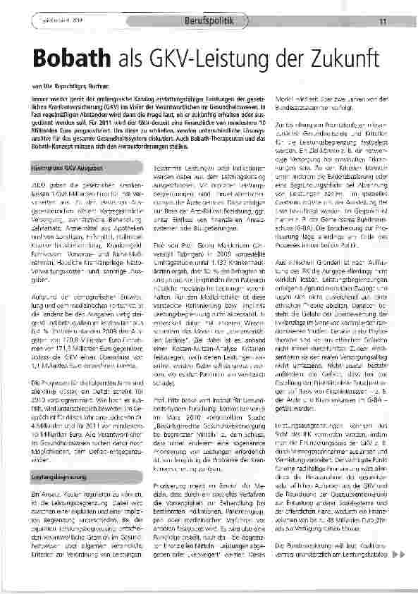 Vorschauseite 1: Bobath als GKV-Leistung der Zukunft