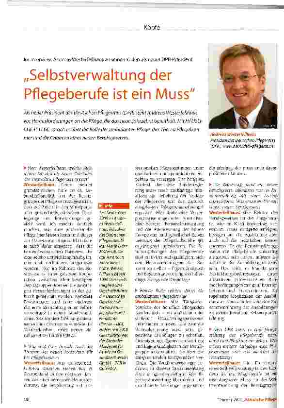 Vorschauseite 1: „Selbstverwaltung der Pflegeberufe ist ein Muss