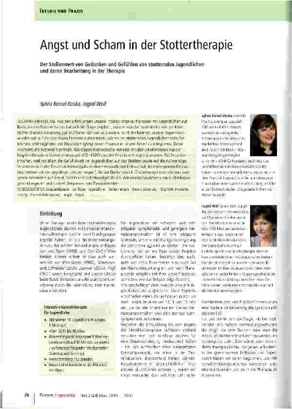 Vorschauseite 1: Angst und Scham in der Stottertherapie