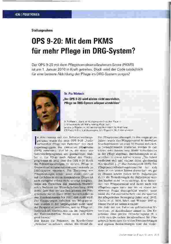 Vorschauseite 1: OPS 9-20: Mit dem PKMS für mehr Pflege im DRG-System?