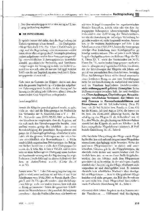Vorschauseite 2: Zur Untersagung der Fortführung des Betriebs des Alten und Pflegeheims - Verbot der Aufnahme neuer Heimbewohner