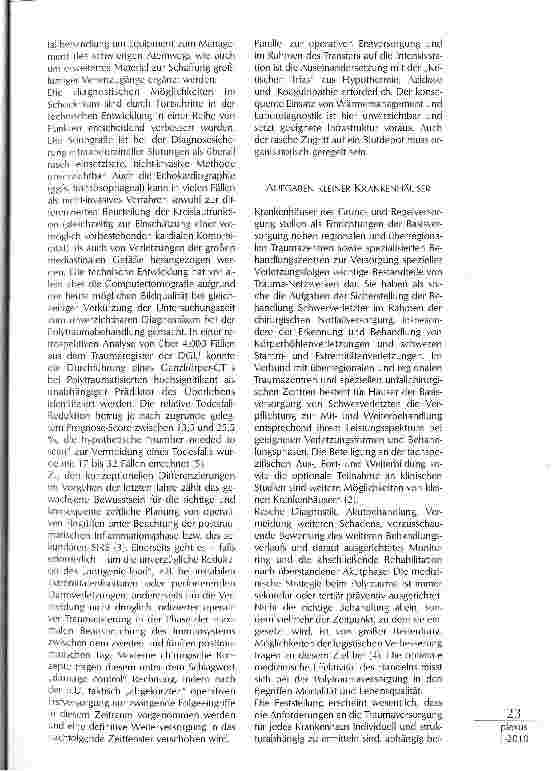 Vorschauseite 2: ANFORDERUNG AN DIE TECHNISCHE UND PERSONELLE AUSSTATTUNG ZUR BEHANDLUNGSCHWERVERLETZTER