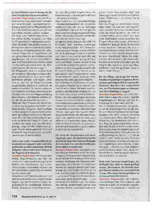 Vorschauseite 3: Palliative Care - Bedürfnisse der Patienten und der Pflegekräfte:„Die Sterbenden spüren ganz genau, ob wir authentisch sind
