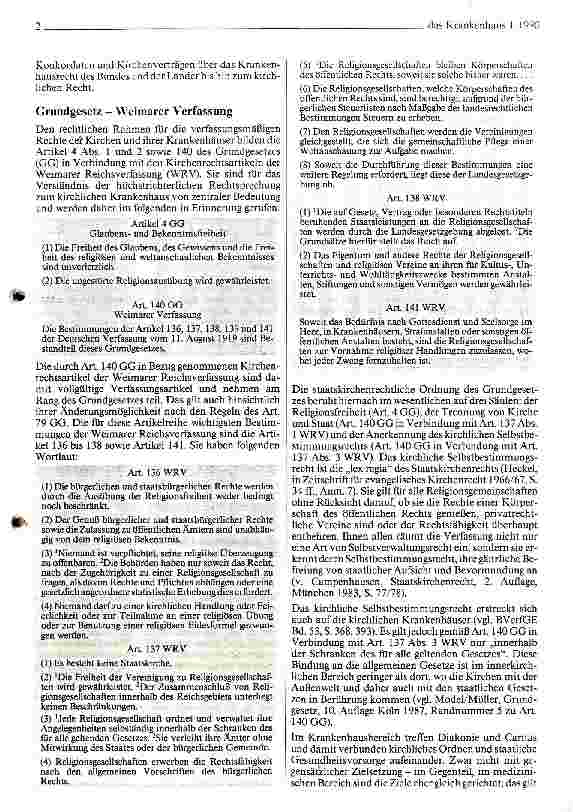 Vorschauseite 2: Das kirchliche Krankenhaus in der höchstrichterlichen Rechtsprechung (I)