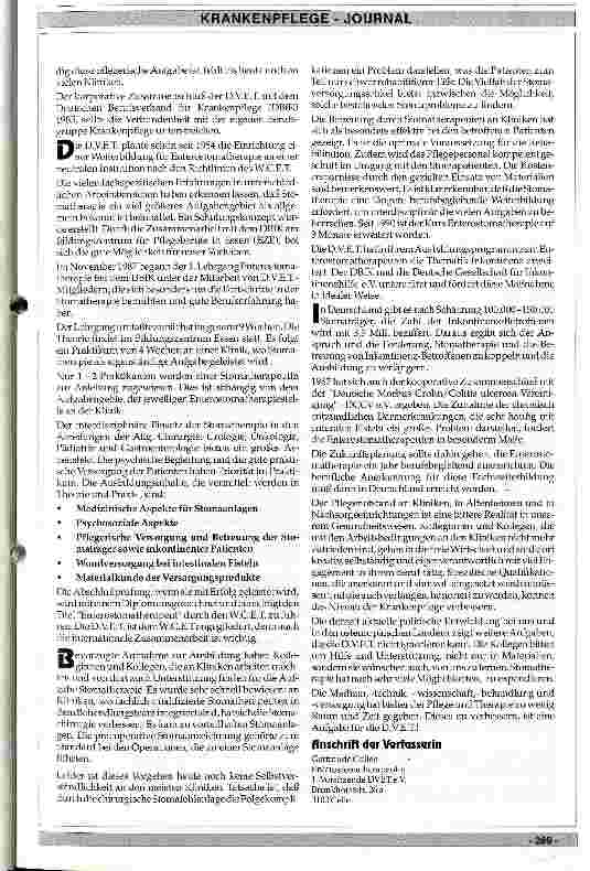 Vorschauseite 2: Aufgaben der D. V. E. T. e. V. - Deutsche Vereinigung der Entero-Stoma-Therapie