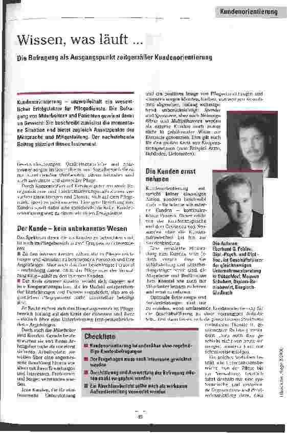 Vorschauseite 1: Wissen, was läuft. .. Die Befragung als Ausgangspunkt zeitgemäßer Kundenorientierung