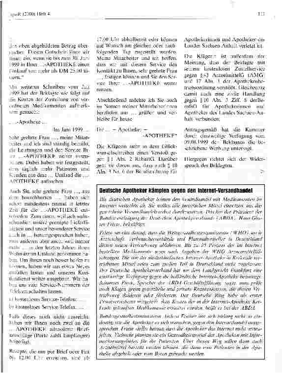 Vorschauseite 2: Versand von Glückwunschkarten und Werbebriefen an Apothekenkunden
