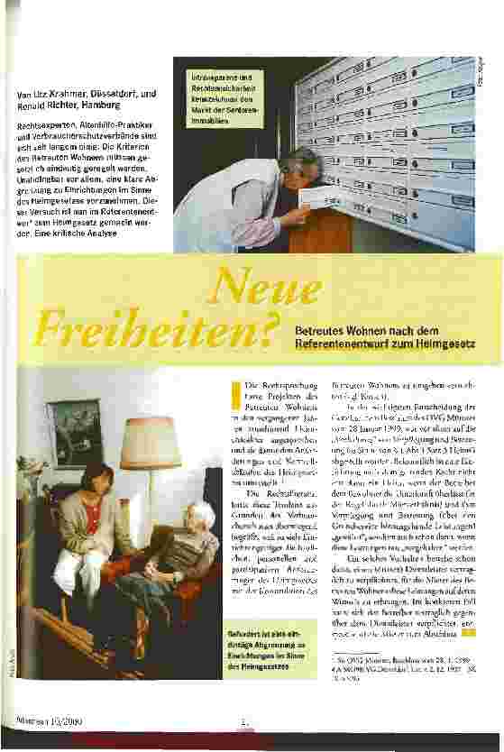 Vorschauseite 1: Neue Freiheiten? Betreutes Wohnen nach dem Referentenentwurf zum Heimgesetz
