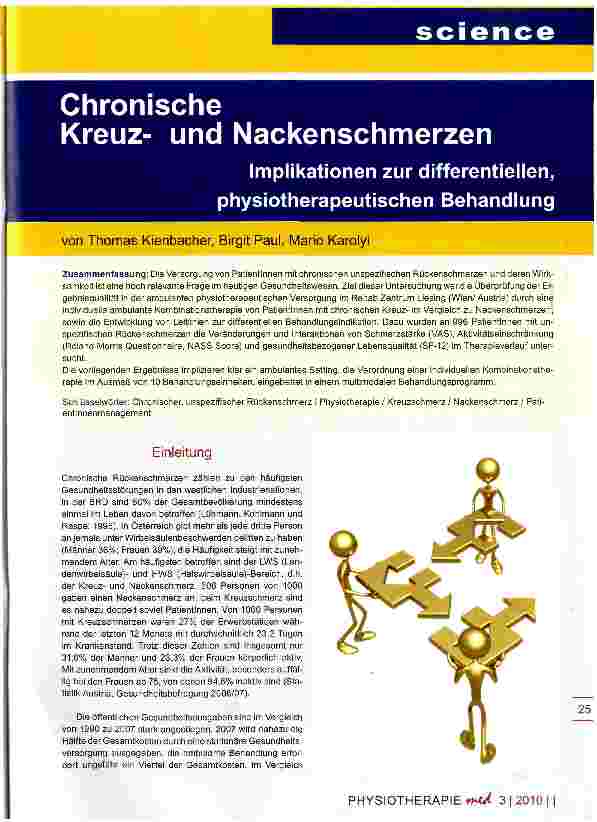 Vorschauseite 1: Chronische Kreuzund Nackenschmerzen Implikationen zur differentiellen, physiotherapeutischen Behandlung