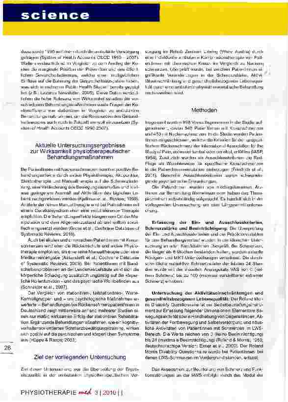 Vorschauseite 2: Chronische Kreuzund Nackenschmerzen Implikationen zur differentiellen, physiotherapeutischen Behandlung