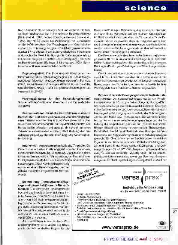 Vorschauseite 3: Chronische Kreuzund Nackenschmerzen Implikationen zur differentiellen, physiotherapeutischen Behandlung