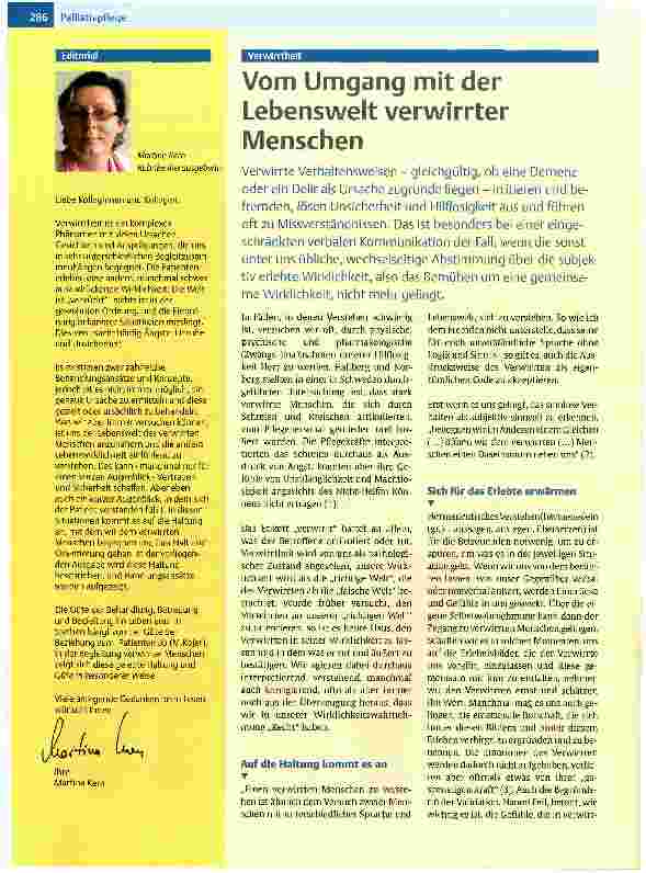 Vorschauseite 1: Vom Umgang mit der Lebenswelt verwirrter Menschen
