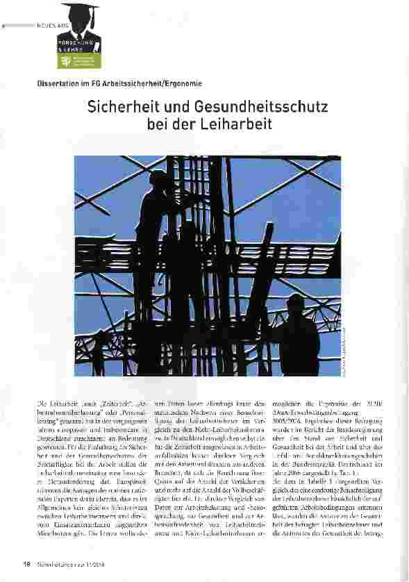 Vorschauseite 1: Sicherheit und Gesundheitsschutz bei der Leiharbeit