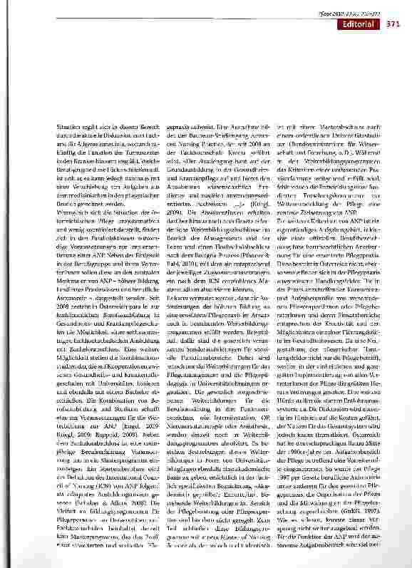 Vorschauseite 2: Parallelaktionen, ein Merkmal der Gestaltung von neuen Handlungsfeldern in der österreichischen Pflege
