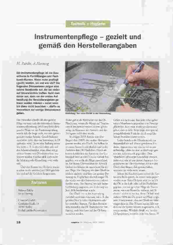 Vorschauseite 1: Instrumentenpflege - gezielt und gemäß den Herstellerangaben