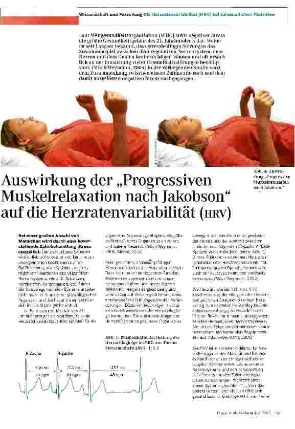 Vorschauseite 1: Auswirkung der „Progressiven Muskelrelaxation nach Jakobson auf die Herzratenvariabiiität (HRV)