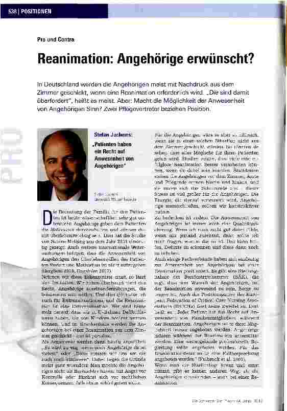 Vorschauseite 1: Reanimation: Angehörige erwünscht?