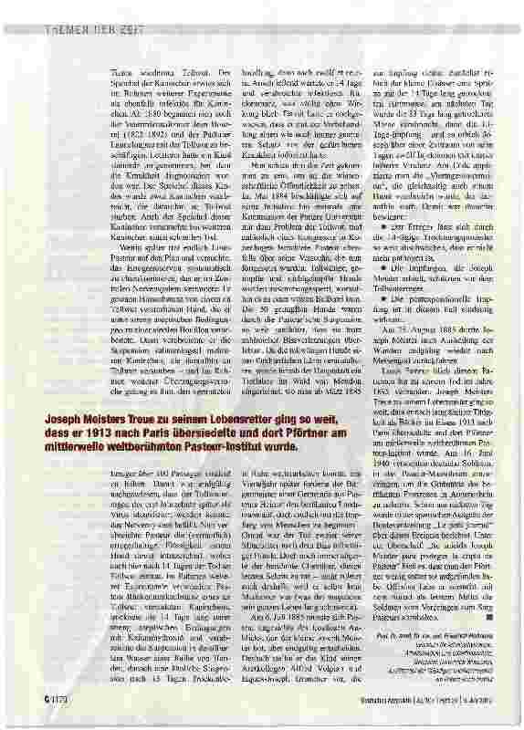Vorschauseite 2: Louis Pasteur, Joseph Meister und die Tollwutimpfung