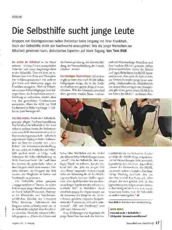 Vorschauseite 1: Die Selbsthilfe sucht junge Leute