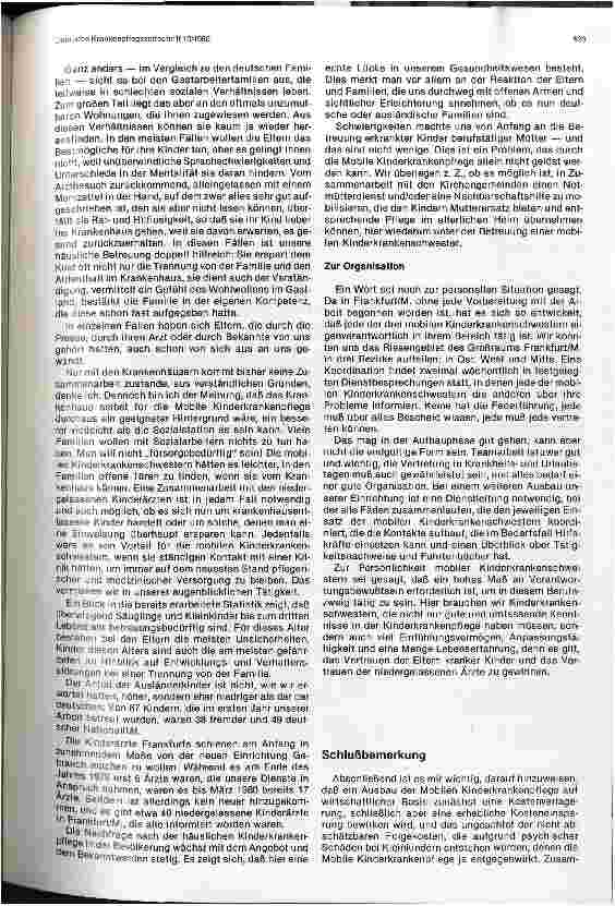 Vorschauseite 4: Mobile Kinderkrankenpflege — eine neue Einrichtung in Frankfurt/M.