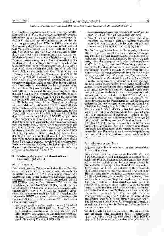 Vorschauseite 3: Die Leistungen zur Teilhabe am Leben in der Gemeinschaft im SGB IX (Teil I)