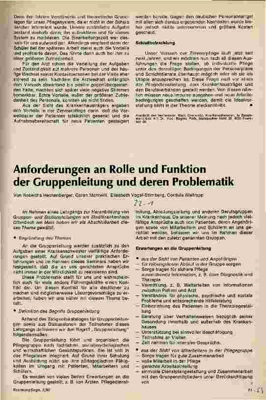 Vorschauseite 1: Anforderungen an Rolle und Funktion der Gruppenleitung und deren Problematik